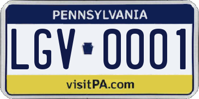 PA license plate LGV0001