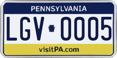 PA license plate LGV0005
