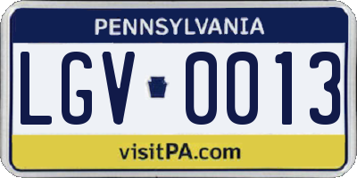 PA license plate LGV0013
