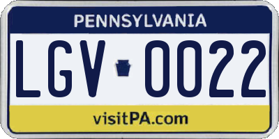 PA license plate LGV0022