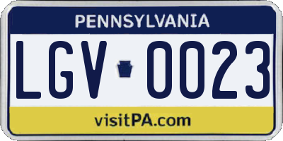 PA license plate LGV0023
