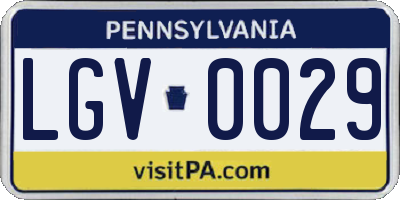 PA license plate LGV0029