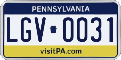 PA license plate LGV0031