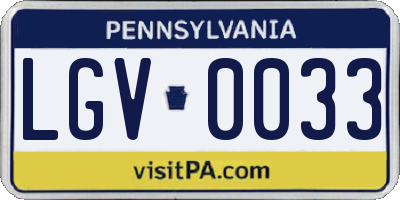 PA license plate LGV0033