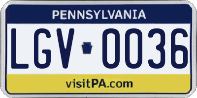 PA license plate LGV0036