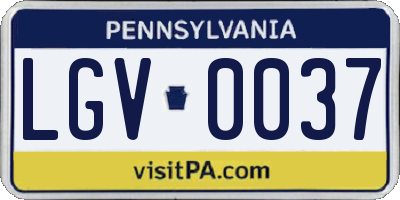 PA license plate LGV0037