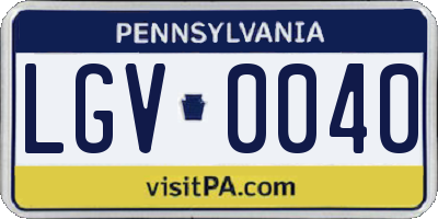 PA license plate LGV0040