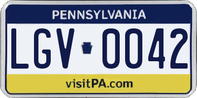 PA license plate LGV0042