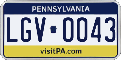 PA license plate LGV0043