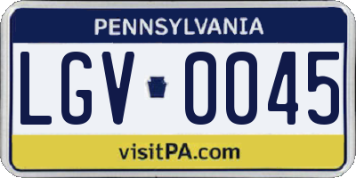 PA license plate LGV0045