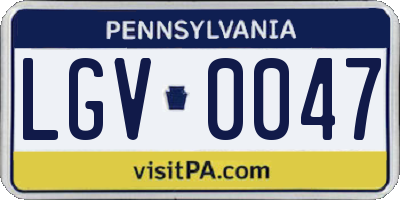 PA license plate LGV0047
