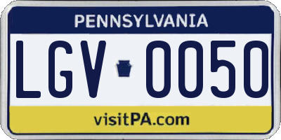 PA license plate LGV0050