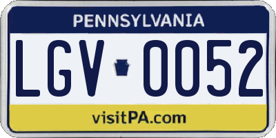 PA license plate LGV0052