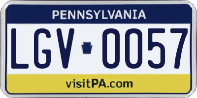 PA license plate LGV0057