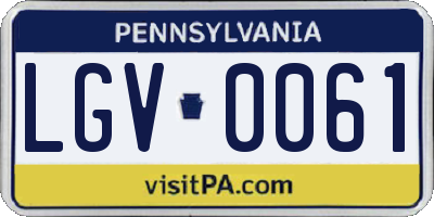PA license plate LGV0061