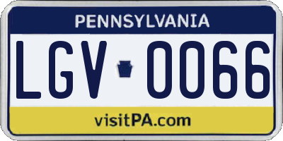 PA license plate LGV0066
