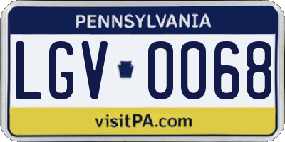 PA license plate LGV0068