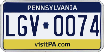 PA license plate LGV0074