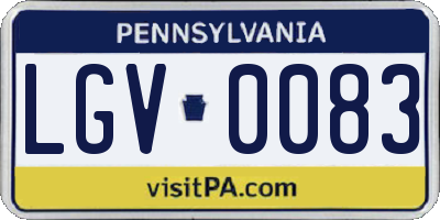 PA license plate LGV0083