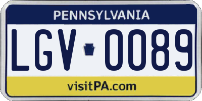 PA license plate LGV0089