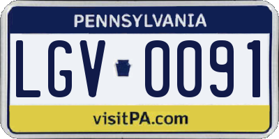 PA license plate LGV0091
