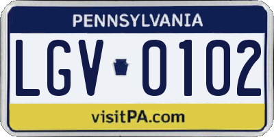PA license plate LGV0102