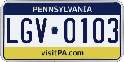 PA license plate LGV0103