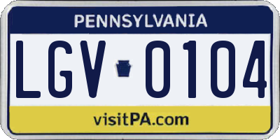 PA license plate LGV0104