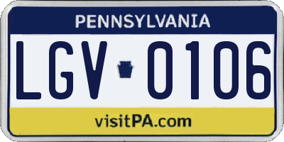 PA license plate LGV0106