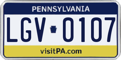 PA license plate LGV0107