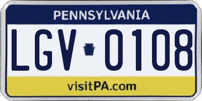 PA license plate LGV0108