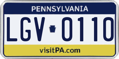 PA license plate LGV0110