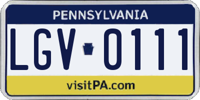 PA license plate LGV0111