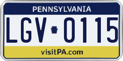 PA license plate LGV0115