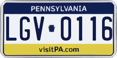 PA license plate LGV0116