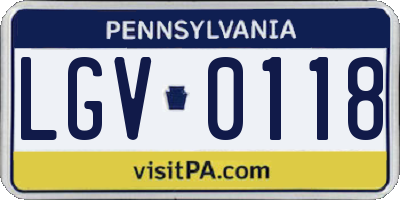 PA license plate LGV0118
