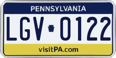 PA license plate LGV0122