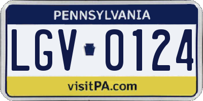 PA license plate LGV0124