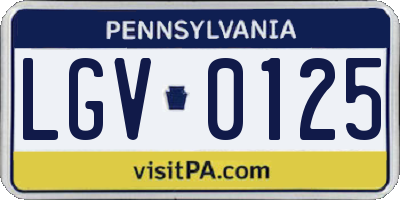 PA license plate LGV0125