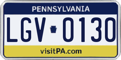 PA license plate LGV0130