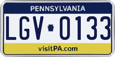 PA license plate LGV0133