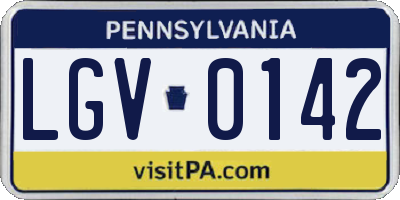 PA license plate LGV0142