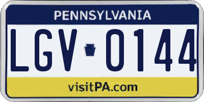 PA license plate LGV0144
