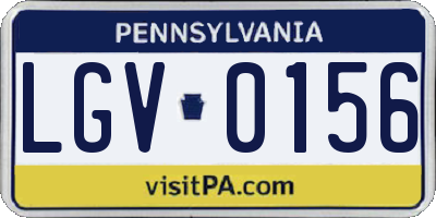 PA license plate LGV0156