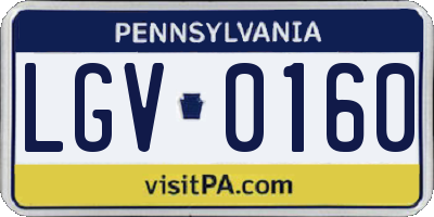 PA license plate LGV0160