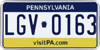 PA license plate LGV0163