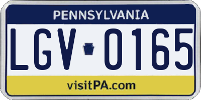 PA license plate LGV0165