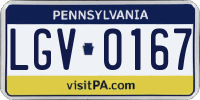PA license plate LGV0167