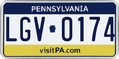 PA license plate LGV0174