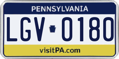PA license plate LGV0180